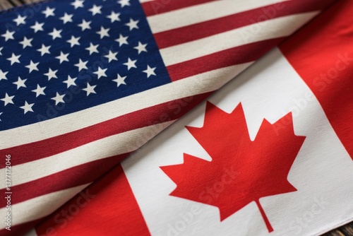 American and Canadian flags symbolizing friendship and cooperation.