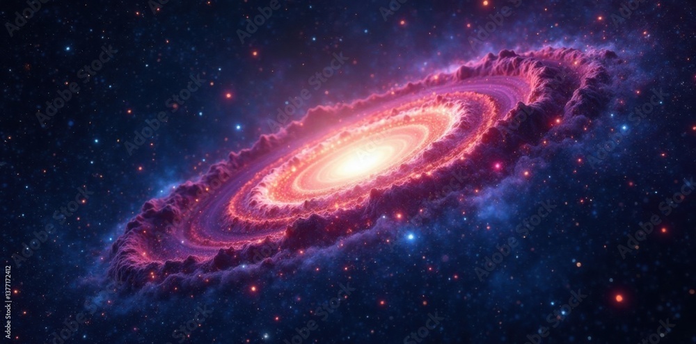Fototapeta premium Vast galaxy with vibrant star clusters against inky blackness, celestial, dark sky