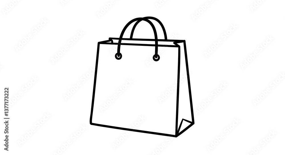 Isolated Simple Shopping Bag Line Art on White Background Template Isolated Simple Shopping Bag Line Art on White Background Template