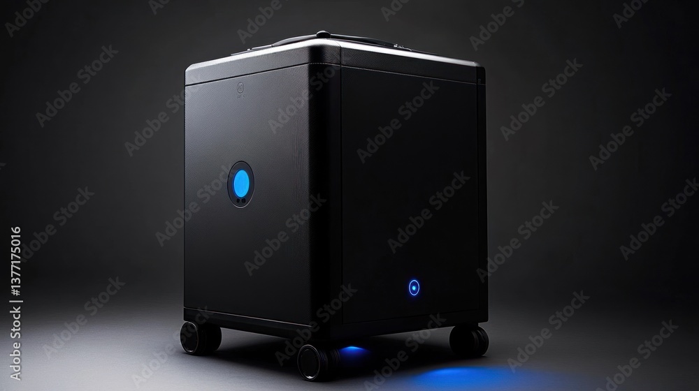 Modern Cube Portable Device on Wheels