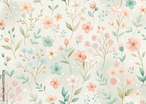 Cute Pastel Flower Doodle Wallpaper: Low Light Watercolor Style Phone Background