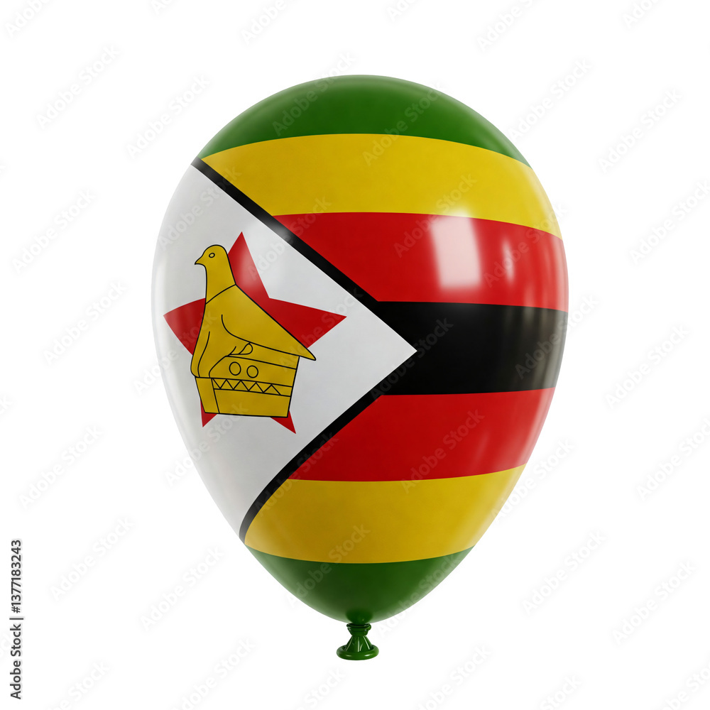 Fototapeta premium Zimbabwe flag balloon isolated on transparent background 