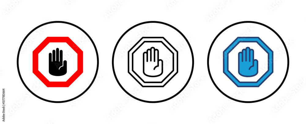 Stop icon vector. stop road sign. hand stop icon vector Stop icon vector. stop road sign. hand stop icon vector
