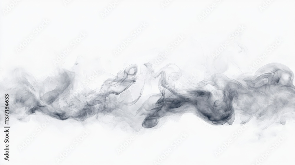 Abstract Smoke Patterns on White Background