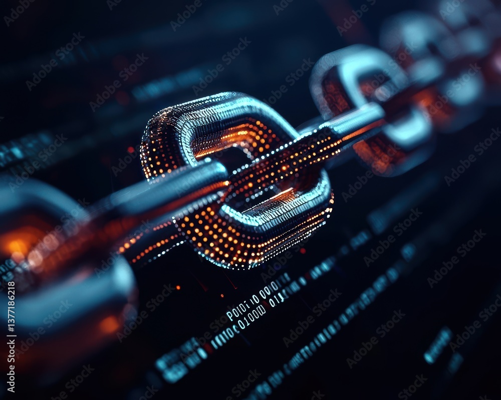Fototapeta premium Business professional reviewing realtime supplier data on a blockchain ledger