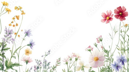 Colorful Wildflower Meadow Watercolor Illustration