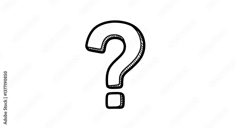 Naklejka premium Question Mark Hand Drawn Illustration on White Background with Shadow