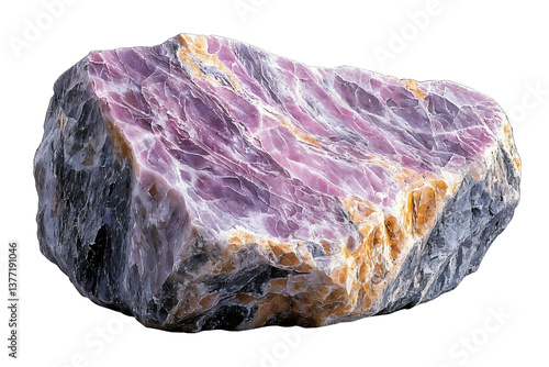 lepidolite stone isolated on white background