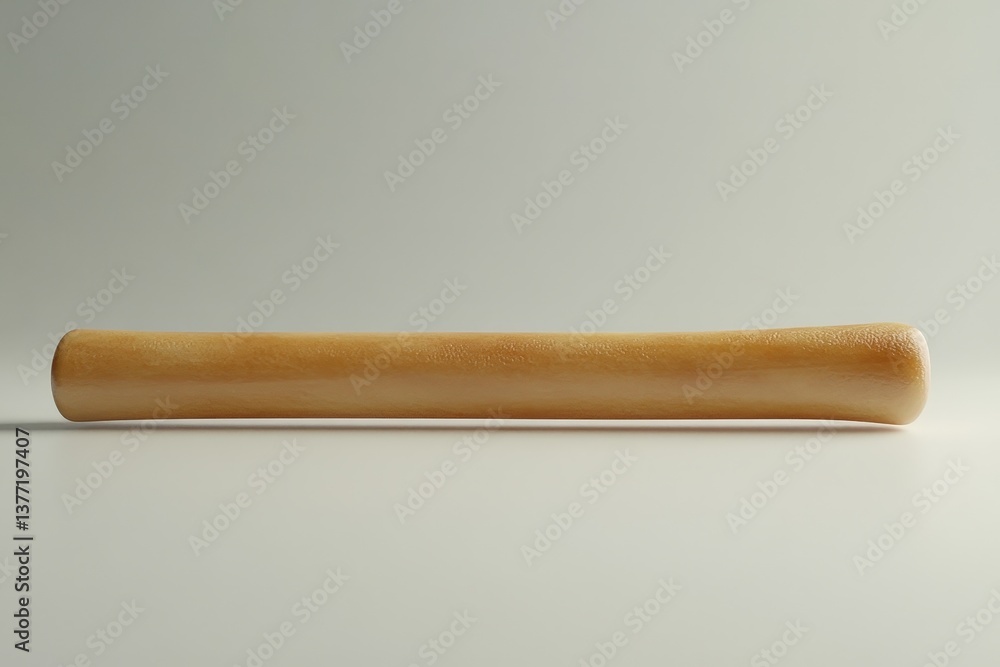 A smooth wooden object with a rounded end and light tone A smooth wooden object with a rounded end and light tone