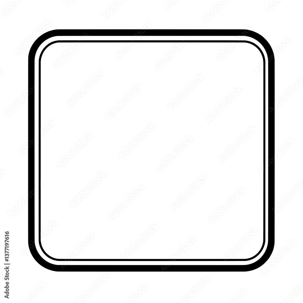 Double-lined black and white square frame with a layered geometric design, perfect for decorative elements, digital artwork, and modern typography layouts. Double-lined black and white square frame with a layered geometric design, perfect for decorative elements, digital artwork, and modern typography layouts.