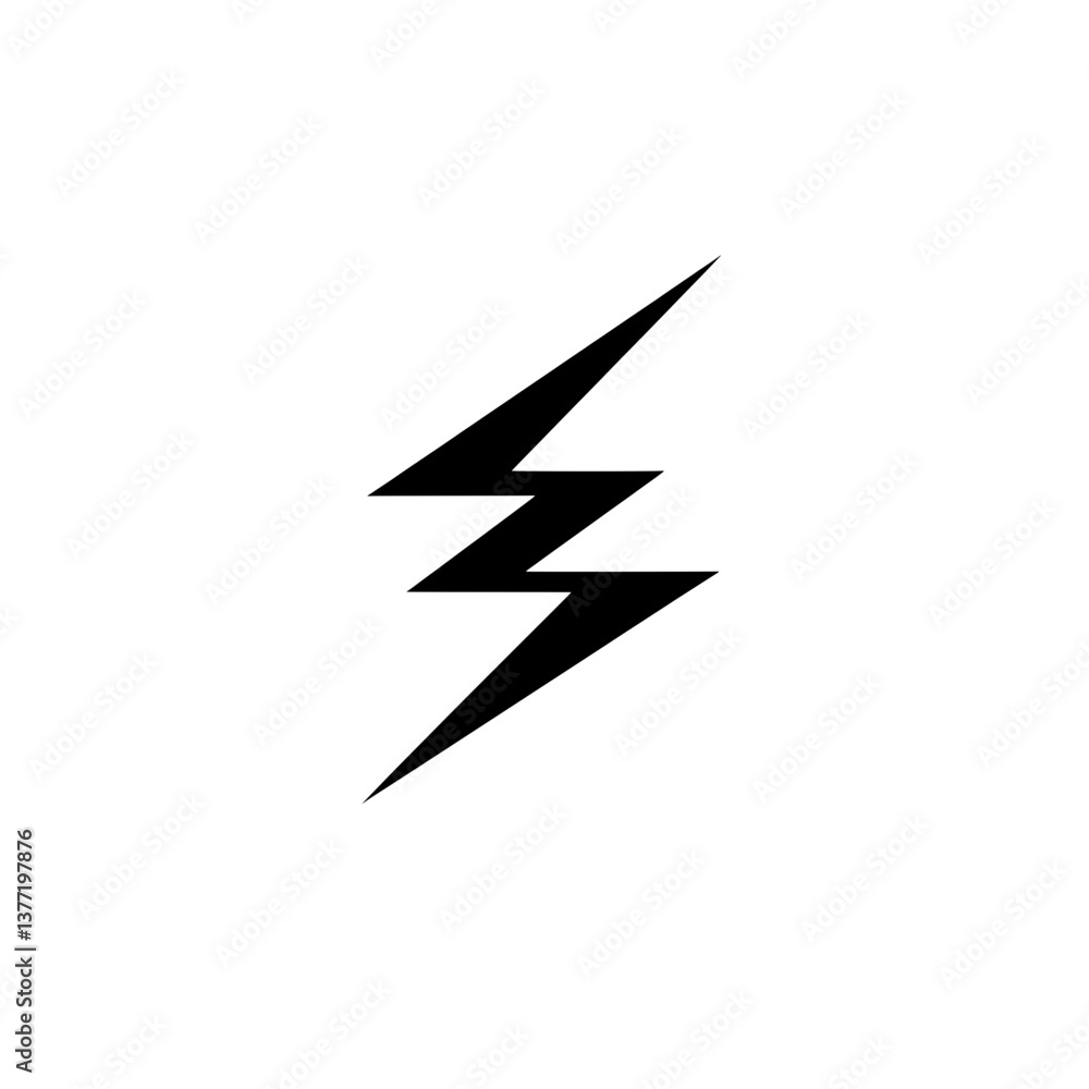Minimalist Black and White Lightning Bolt Icon Symbolizing Energy and Power