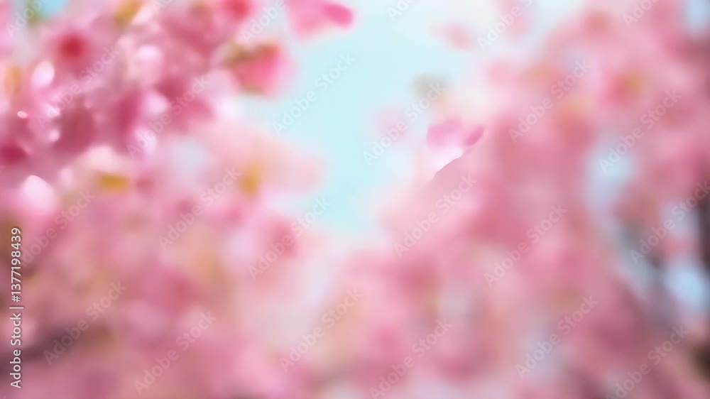 Blooming Pink Flowers on Tree Branches in Springtime Blossom Background Blooming Pink Flowers on Tree Branches in Springtime Blossom Background