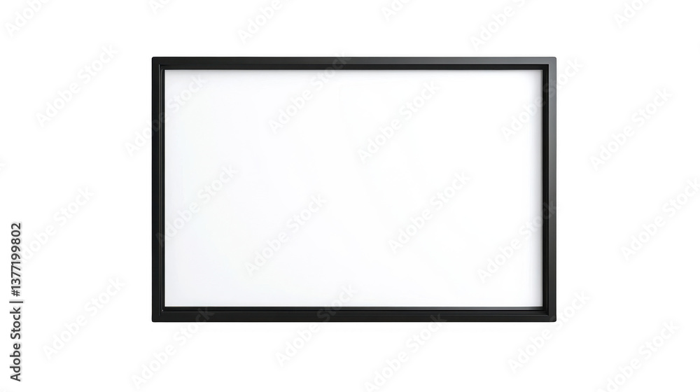Blank white canvas in black frame for creative design projects Blank white canvas in black frame for creative design projects