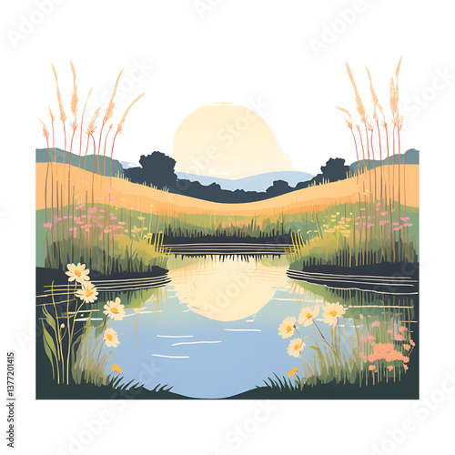 sunset over lake