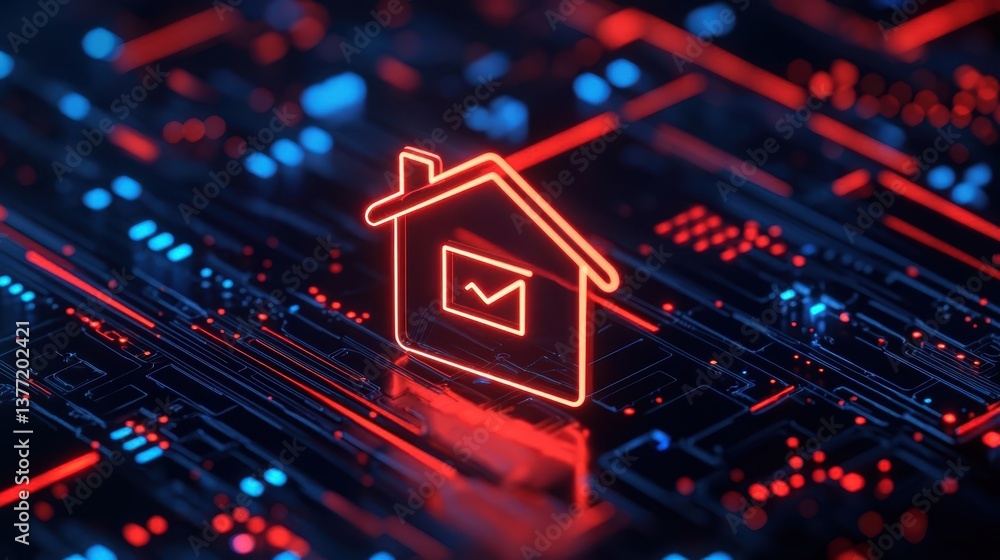 Naklejka premium Sleek smart home interface displaying realtime cybersecurity monitoring