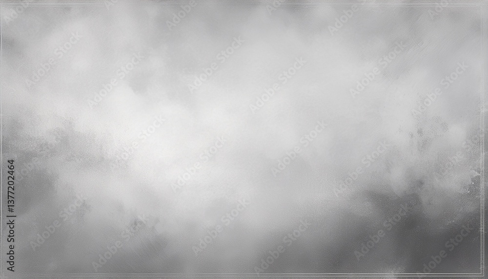 Fototapeta premium Watercolor background in gray and white painting with cloudy distressed texture grunge border, soft fog or hazy lighting and pastel colors. Generated image
