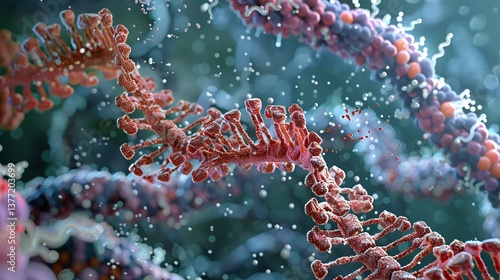 Frozen Double Helix Molecular Structure Amidst the Icy Crystals of a Winter Wonderland   Abstract Conceptual Microscopic Science and Technology Backdrop