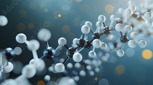 Intricate Molecular Structure Abstract with Hexagonal Graphic Patterns Representing the Microscopic World of Science Technology and Innovation