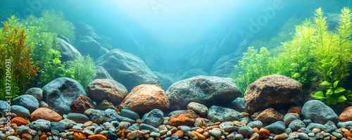 Underwater Rocks and Plants Illustration