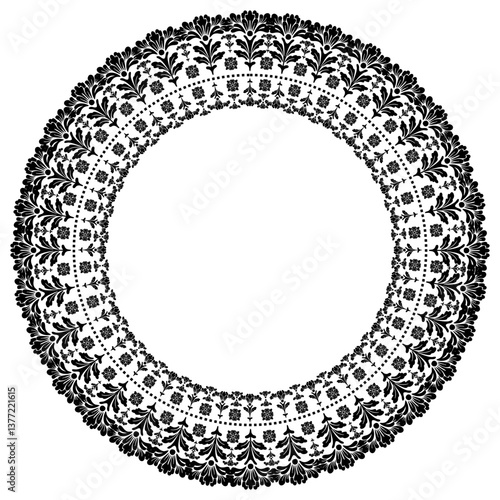 Damask Round Wreath circular round ornament floral Abstract pattern, Classic Victorian traditional style, illustration Vintage Design, Floral frames, Mandala, Antique, Moroccan frame
