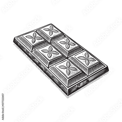 chocolate bar woodcut engraving vector illustration