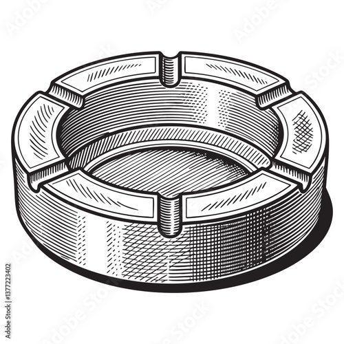 ashtray woodcut engraving vector illustration