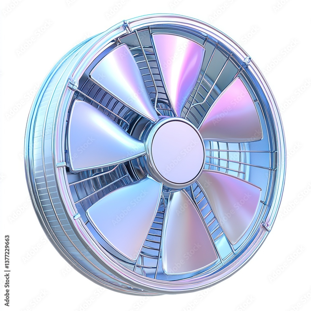 Naklejka premium Futuristic 3D Fan Design with Glossy Finish on White Background for Modern Aesthetic Environments