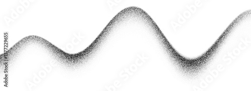 Grain wave gradient texture. Black stippled flowing line background. Grunge noise dot work wallpaper for banner, poster, brochure. Vector undulate sand backdrop with speckles, particles, granules