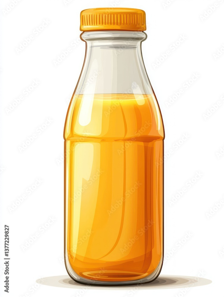 Fresh Orange Juice in Transparent Bottle with Bold Orange Color and Captivating Light Reflections Fresh Orange Juice in Transparent Bottle with Bold Orange Color and Captivating Light Reflections