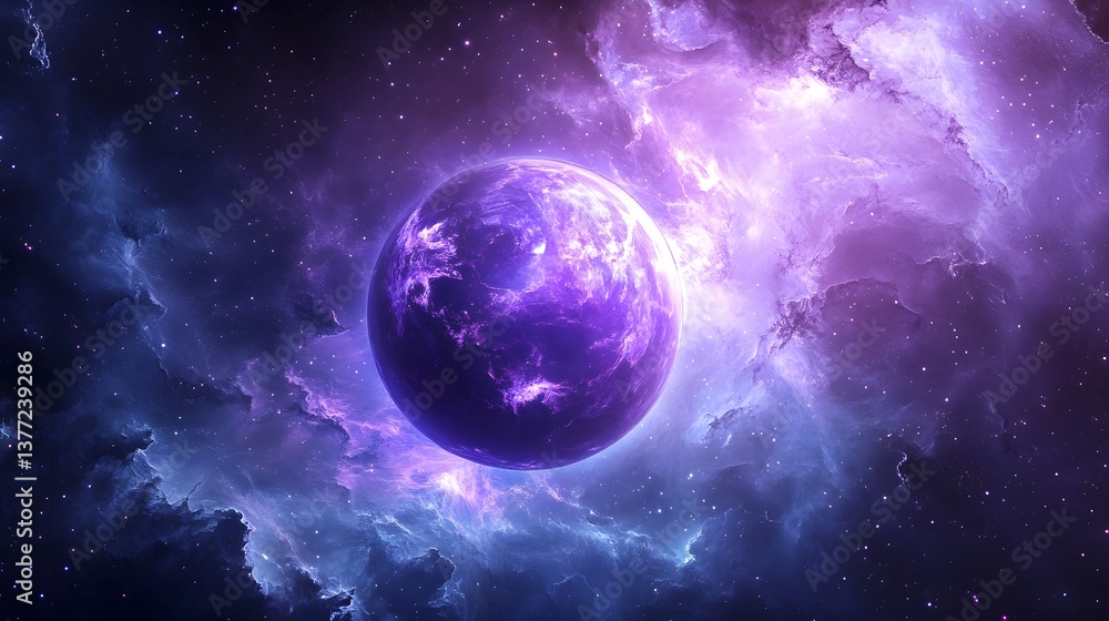 Obraz premium Purple Planet in Nebulae