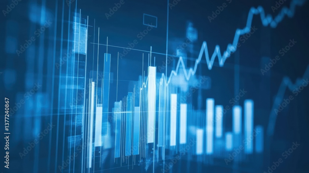 Abstract Blue Financial Data Visualization Charts and Graphs on Digital Screen Abstract Blue Financial Data Visualization Charts and Graphs on Digital Screen