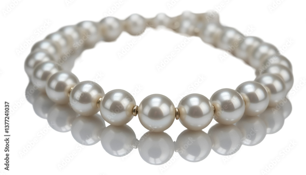 Shiny pearl necklace with reflections, elegantly arranged, isolated.
Shiny pearl necklace with reflections, elegantly arranged, isolated.