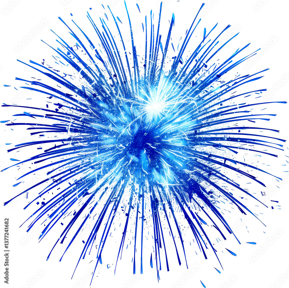 Fototapeta premium Vibrant blue starburst pattern on black background