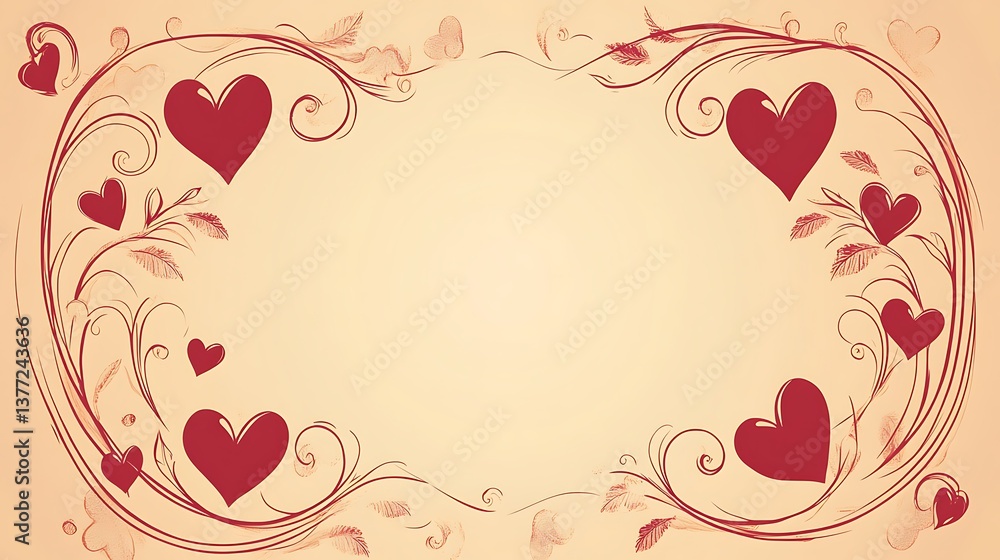 A lovely heart themed decorative border with floral accents A lovely heart themed decorative border with floral accents
