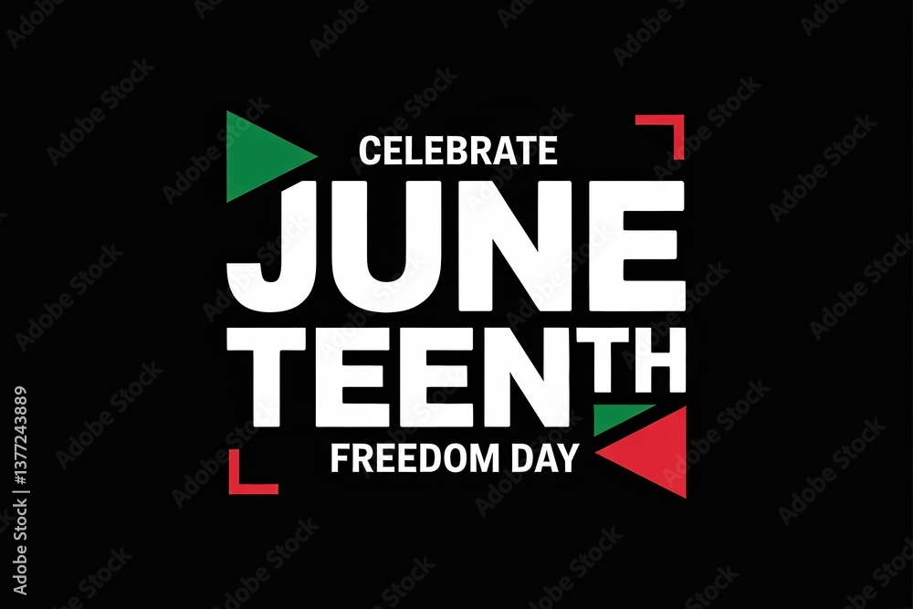 Celebrate Juneteenth Freedom Day with vibrant, bold text and colors. Celebrate Juneteenth Freedom Day with vibrant, bold text and colors.