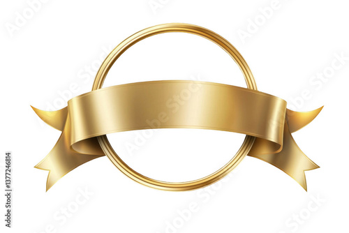 Elegant Gold Badge with Ribbon for Awards and Recognition Design