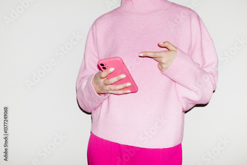 Wallpaper Mural All pink fashion style outfit and pink mobile phone smartphone Torontodigital.ca