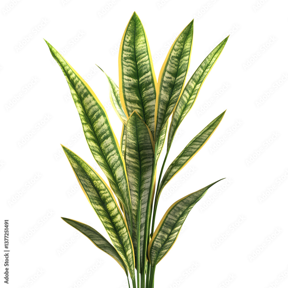 3D Rendered Snake Plant with Variegated Leaves Isolated on Transparent Background 3D Rendered Snake Plant with Variegated Leaves Isolated on Transparent Background