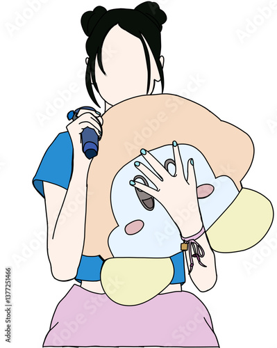 Illustration vector of Kpop fashion stage. idols of Koreans performing. K-pop female fashion idol. female singer who is singing wearing beautiful clothes