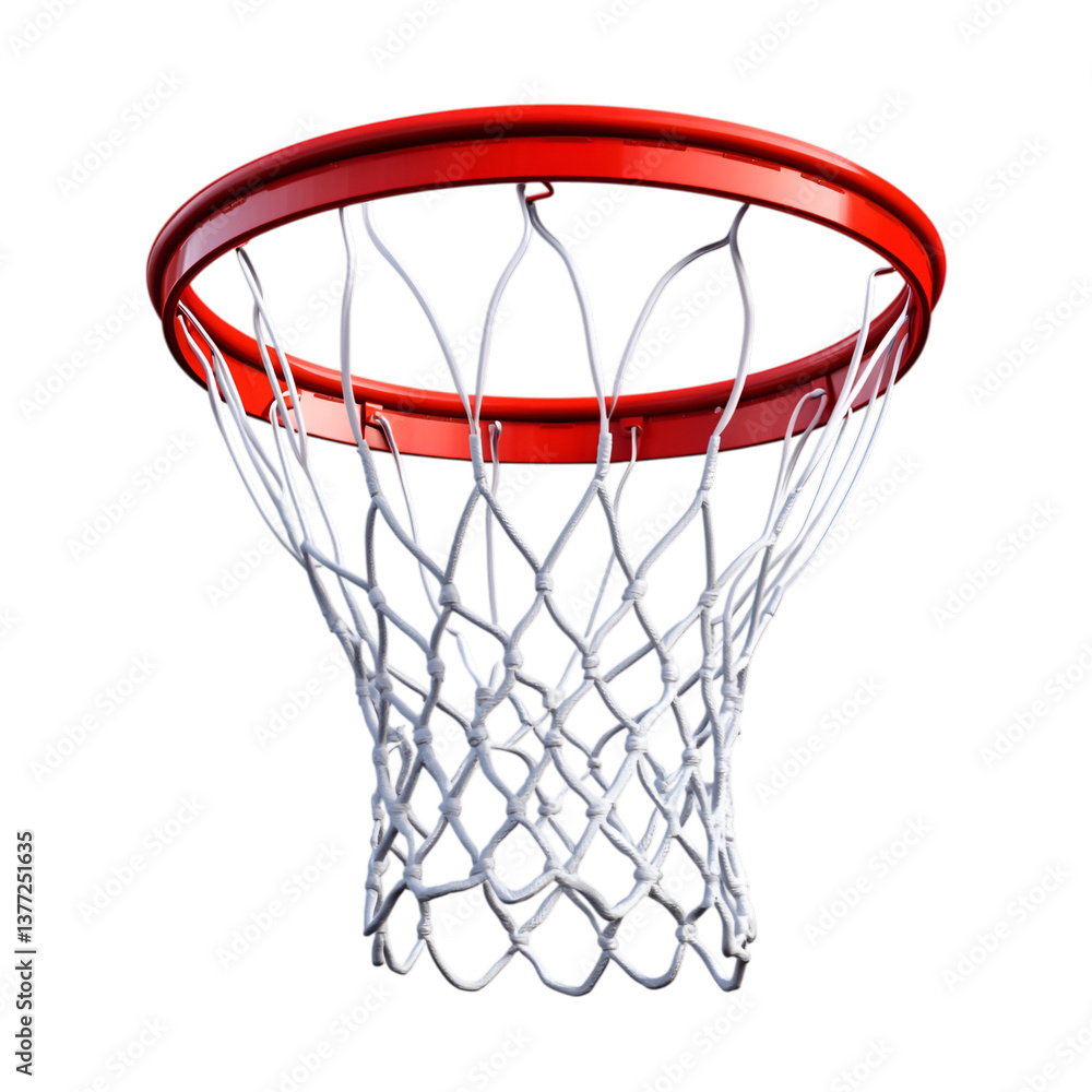 An oversized outdoor basketball hoop with a red rim, isolated on transparent background An oversized outdoor basketball hoop with a red rim, isolated on transparent background