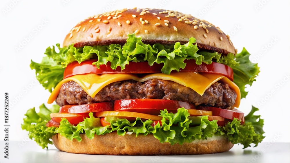 Juicy Beef Burger on American Flag, Patriotically Delicious Food Photography Juicy Beef Burger on American Flag, Patriotically Delicious Food Photography