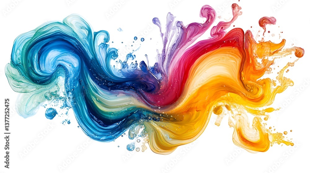 Abstract swirl of vibrant colors on a white background artwork Abstract swirl of vibrant colors on a white background artwork