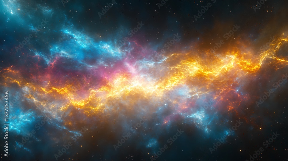 Cosmic Nebula with Fiery Cloudscape. Cosmic Nebula with Fiery Cloudscape.