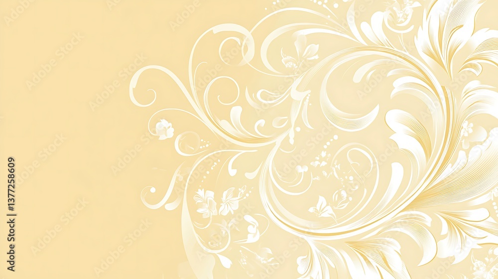 Elegant floral swirls and leaves form a beautiful patterned design Elegant floral swirls and leaves form a beautiful patterned design