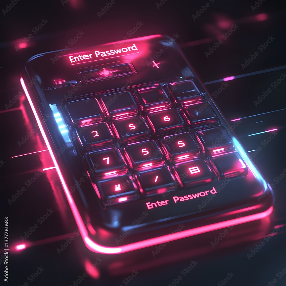Obraz premium Neon keypad for entering password
