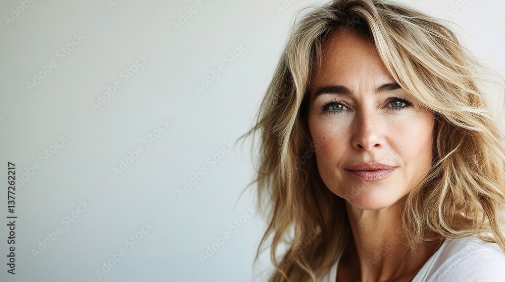 Fototapeta premium Stunning Portrait of a Mature Woman in Her 50s with Natural Beauty