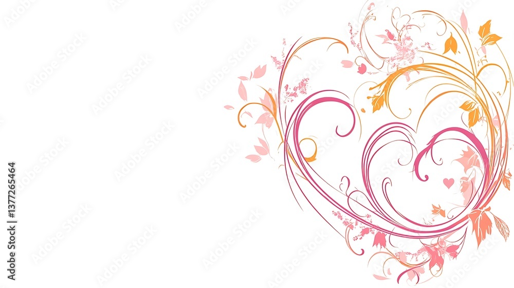 A decorative heart shape made of floral and botanical designs A decorative heart shape made of floral and botanical designs