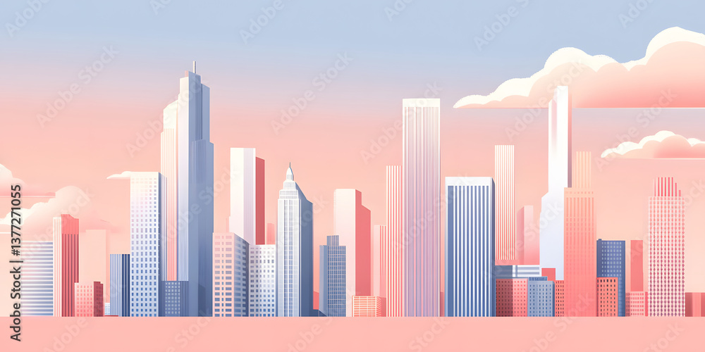 Obraz premium Flat City Skyline Illustration Background
