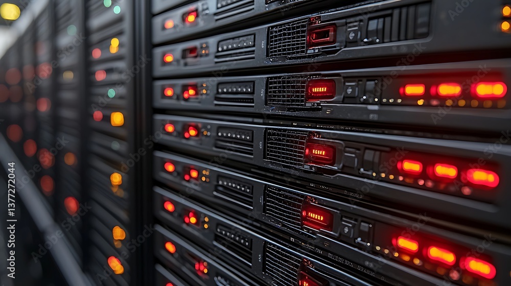 Data Center Server Racks Close Up Data Center Server Racks Close Up