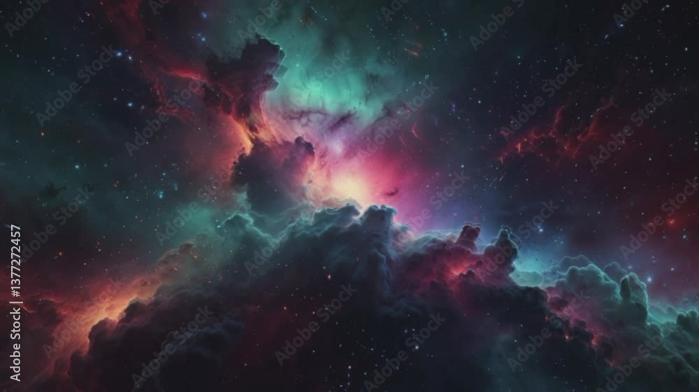 a stunning view of a nebula, a vast and colorful cloud of cosmic gas and dust in space. Bright colors of red, blue, green, and purple blend and curve, creating a stunning sight. a stunning view of a nebula, a vast and colorful cloud of cosmic gas and dust in space. Bright colors of red, blue, green, and purple blend and curve, creating a stunning sight.